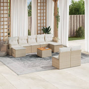 Loungeset 10-delig poly rattan beige