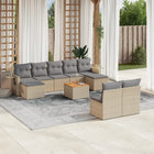 10-Delige Loungeset Met Kussens Poly Rattan Gemengd Beige