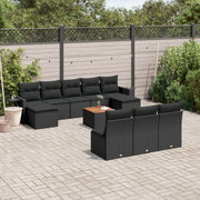 Loungeset 11-delig poly rattan zwart