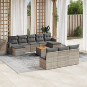 Loungeset 11-delig poly rattan grijs