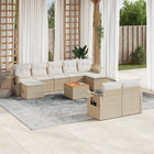 10-Delige Loungeset Met Kussens Poly Rattan Beige