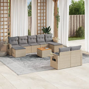 Loungeset 10-delig poly rattan gemengd beige