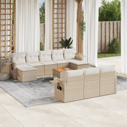 Tuinset 11-delig poly rattan beige acaciahout