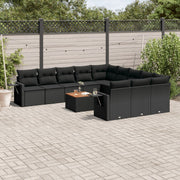 Loungeset 12-delig poly rattan zwart