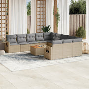 Loungeset 12-delig poly rattan gemengd beige