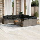 12-piece lounge set with cushions poly rattan grey