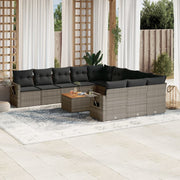 Loungeset 12-delig poly rattan grijs