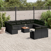Loungeset 13-delig poly rattan zwart