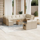 13-Delige Loungeset Met Kussens Poly Rattan Beige