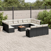 Loungeset 14-delig poly rattan zwart