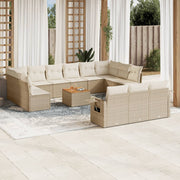 Loungeset 14-delig poly rattan beige