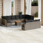 14-piece Lounge Set with Cushions poly rattan grey