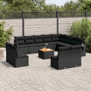 Loungeset 13-delig poly rattan zwart