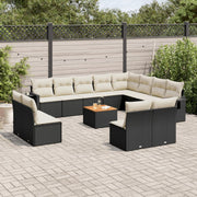 Loungeset 13-delig poly rattan zwart