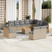 13-piece Lounge Set with Cushions Poly Rattan Mixed Beige