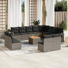 13-Delige Loungeset Met Kussens Poly Rattan Grijs