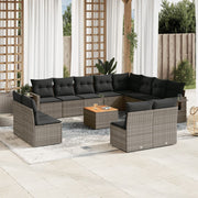 Loungeset 13-delig poly rattan grijs