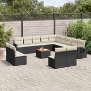 Loungeset 14-delig poly rattan zwart