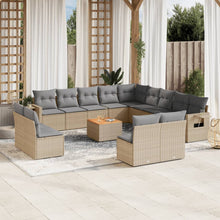 14-Delige Loungeset Met Kussens Poly Rattan Gemengd Beige