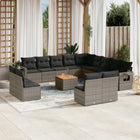 14-piece Lounge Set with Cushions poly rattan grey