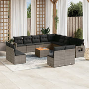 Loungeset 14-delig poly rattan grijs