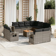 Loungeset 12-delig poly rattan grijs