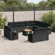 Loungeset 13-delig poly rattan zwart