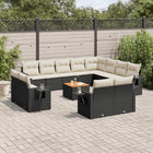 13-Delige Loungeset Met Kussens Poly Rattan Zwart