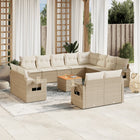 13-Delige Loungeset Met Kussens Poly Rattan Beige