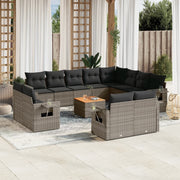 Loungeset 13-delig poly rattan grijs