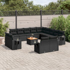 14-piece Lounge Set with Cushions, Polyrattan Black