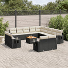 14-piece Lounge Set with Cushions, Polyrattan Black