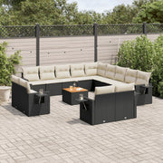 Loungeset 14-delig poly rattan zwart