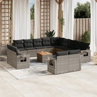 14-piece Lounge Set with Cushions poly rattan grey