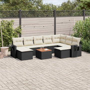 Loungeset 10-delig poly rattan zwart