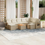 Loungeset 10-delig poly rattan beige