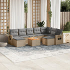 10-Delige Loungeset Met Kussens Poly Rattan Gemengd Beige