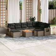 Loungeset 10-delig poly rattan grijs