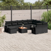 Loungeset 11-delig poly rattan zwart
