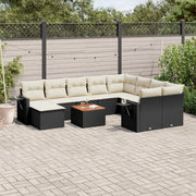 Loungeset 11-delig poly rattan zwart