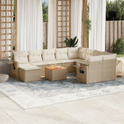 Tuinset 11-delig poly rattan beige