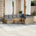 11-Delige Loungeset Met Kussens Poly Rattan Gemengd Beige