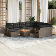 Loungeset 11-delig poly rattan grijs
