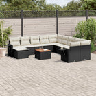 12-piece lounge set with cushions poly rattan black