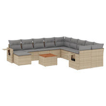 14-Delige Loungeset Met Kussens Poly Rattan Gemengd Beige