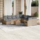 12-piece Lounge Set with Cushions poly rattan mixed beige