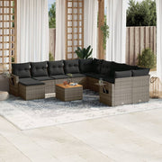 Loungeset 14-delig poly rattan grijs