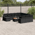 13-Delige Loungeset Met Kussens Poly Rattan Zwart