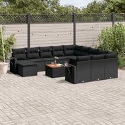 Loungeset 13-delig poly rattan zwart