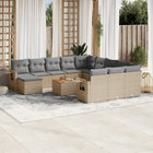 13-Delige Loungeset Met Kussens Poly Rattan Gemengd Beige